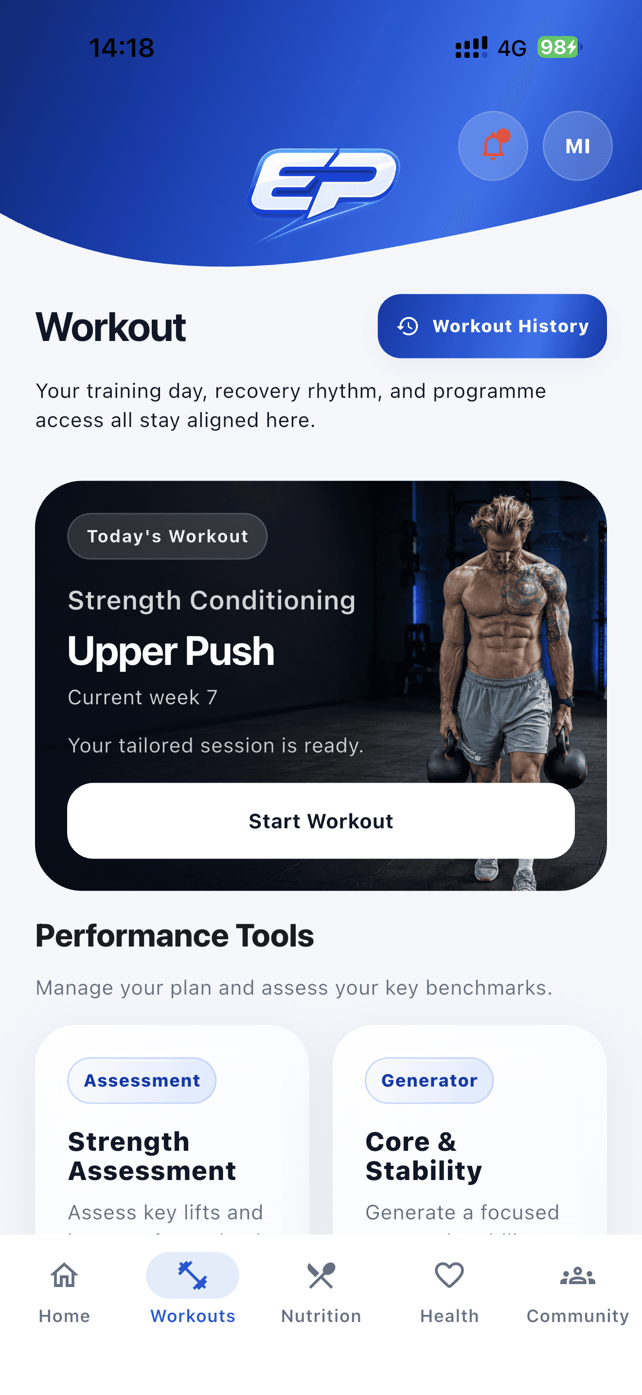 Elite Pocket PT training screen
