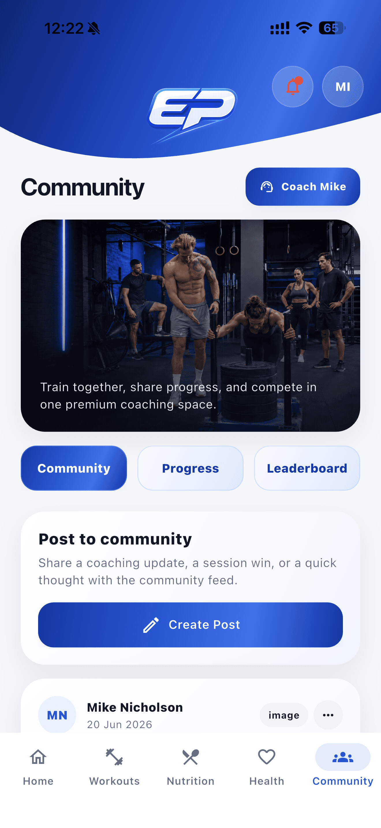 Elite Pocket PT community screen