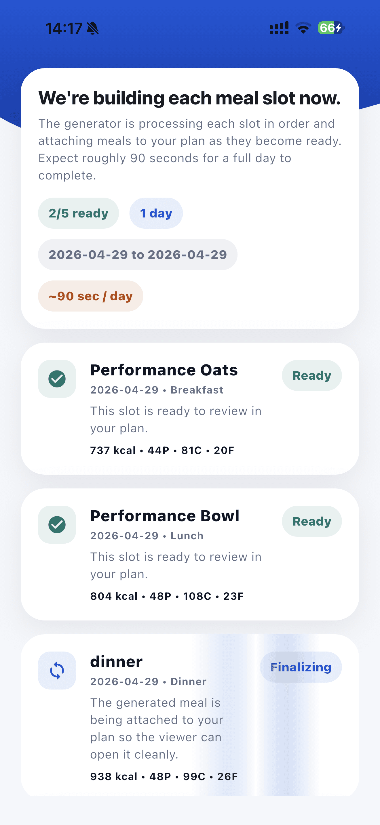 Coaching app screen 3