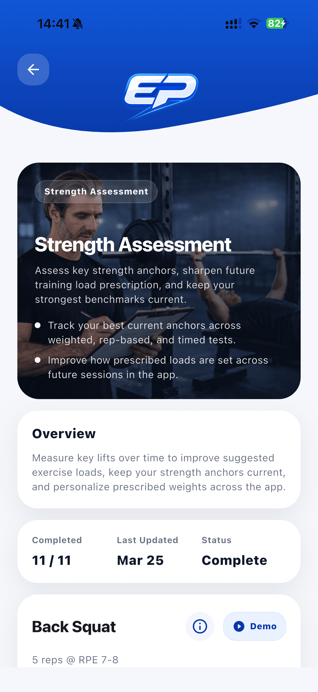 Training app screen 3