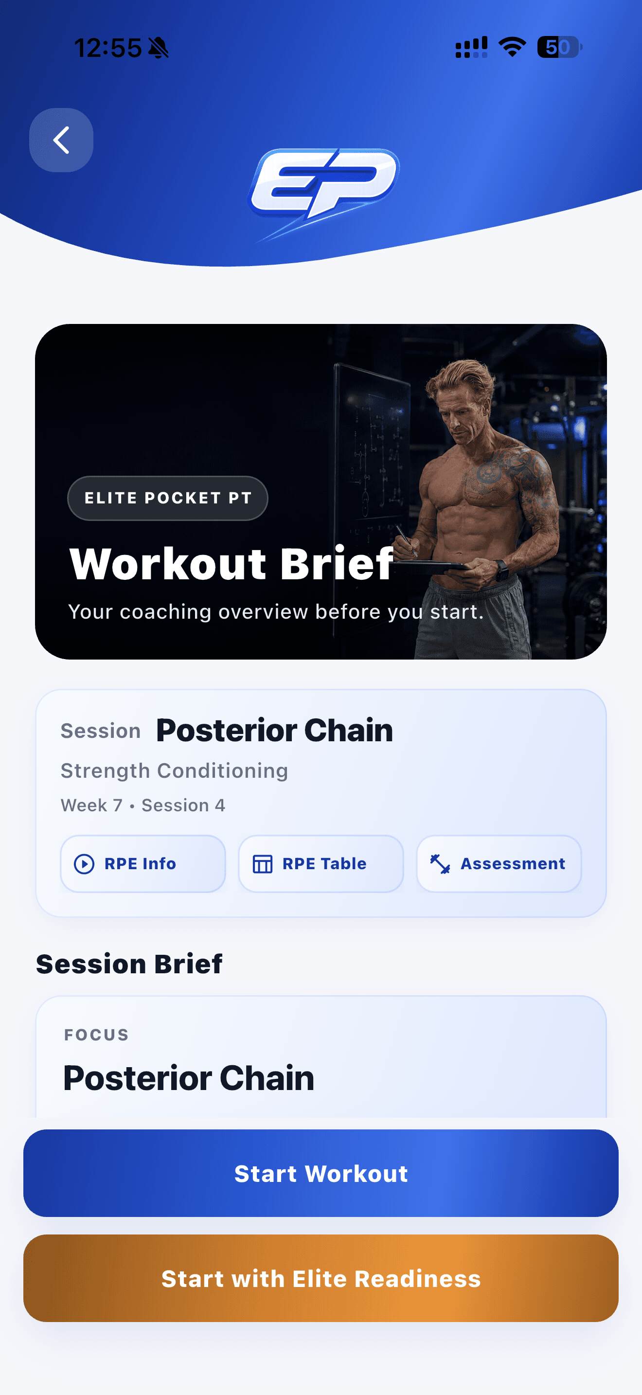 Elite Pocket PT workout brief with Start with Elite Readiness